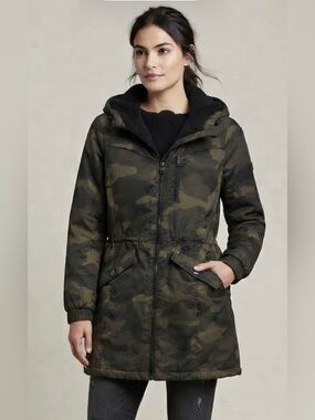 Lucky Brand & Co. Women's Camo Faux Fur Lined Hooded Parka Jacket Size Large